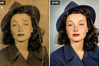 restore old photos,repair damage and colourise in HD