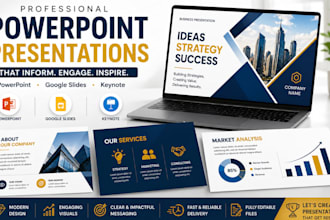 create powerpoint design, business presentation slides, google slides, keynotes