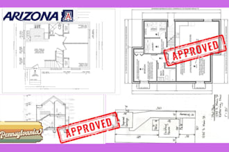 design ca, az, fl, pa, surveyor building permit drawings for city permit