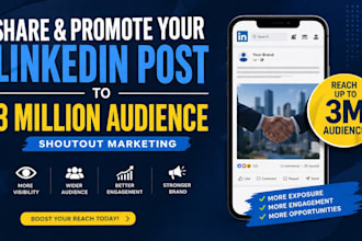 share and promote your linkedin post with 3million audience shoutout marketing