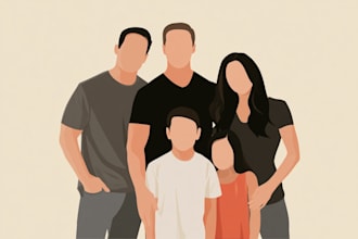 draw faceless, minimalist portrait for you, couple or family
