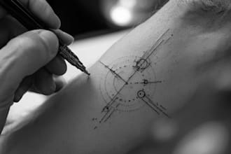 design a fine line art for your new tattoo