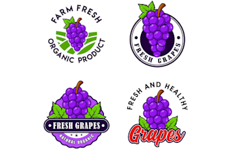 do a fresh grapes logo for vineyard, juice and food brand