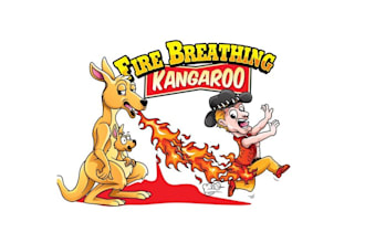 design fire breathing kangaroo chilli sauce logo