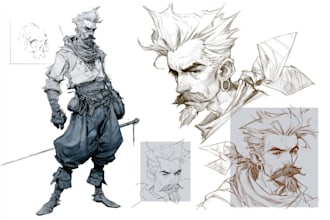 draw sketch 2d character design and concept art for games