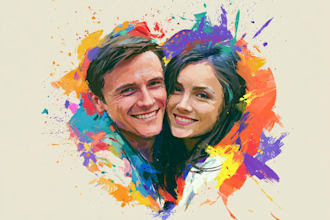 paint a family or couple portrait, handdrawn, noai