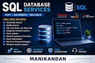 write oracle sql queries, joins, subqueries, and database tasks