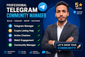 be your crypto telegram community manager with active chatters and engagement