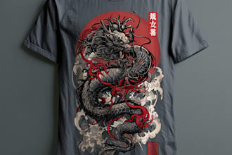 create stunning japanese style tattoo t shirt design