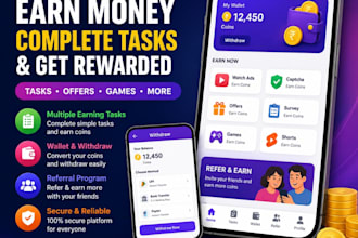 create a modern earn money, reward, cashback and task website