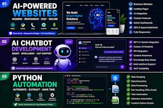 build ai powered websites, chatbots and python automation