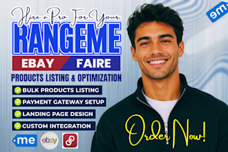 do product listing on rangeme, poshmark, chairish, faire , ebay and optimize SEO