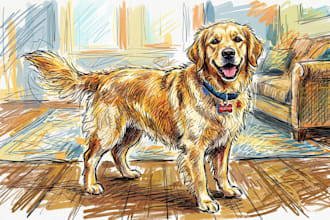 draw digital scribble pet portrait