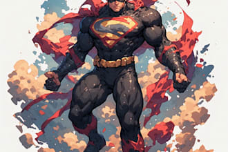 do a superhero comic illustration