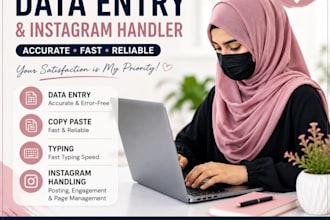 do data entry, copy paste, typing and instagram management