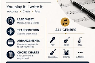 transcribe any music to score, sheet music or midi