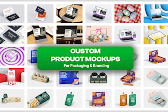 design realistic product mockups for packaging and branding