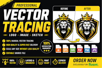 manually vector trace any logo, image to high quality vector