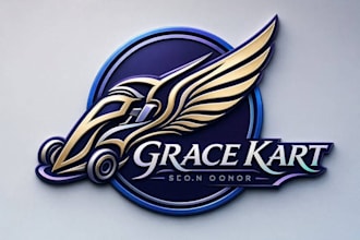 create graceful and fantastic kart racing logo design