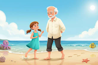 illustrate enchanting children books with colorful custom storybook art