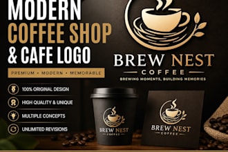 design a modern coffee shop and cafe logo