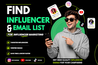 find best instagram, youtube and tiktok influencer email list