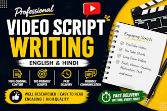 write engaging youtube scripts in english and hindi