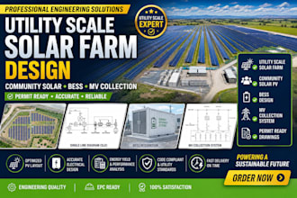 design utility scale solar farm, community solar pv, bess mv collection