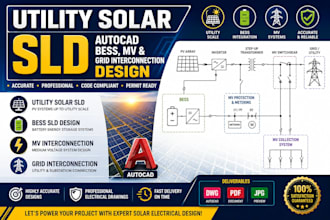 utility solar sld autocad bess mv grid interconnection design