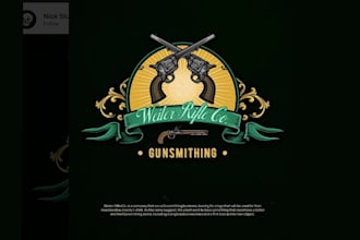 do unique gun shop logo illustration slyle