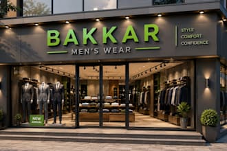 design attractive shop front mockup , storefront and signboard