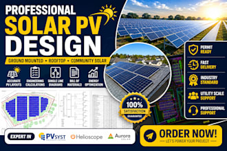 design ground mounted, rooftop community solar pv array systems