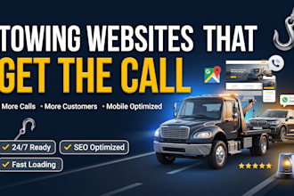 design towing company website with 24 7 call now botton and booking