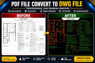 convert PDF, image, sketch to autocad dwg drawing