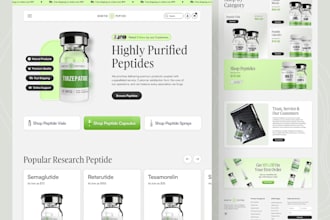 design research peptide website, supplement store, woocommerce peptide store