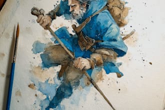 cute and magical watercolor character illustrations