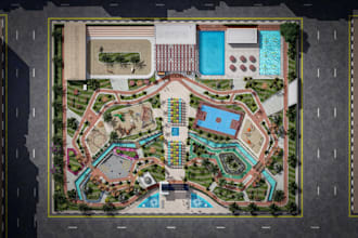 remodel landscape site plan, community amenity design, recreational park layout