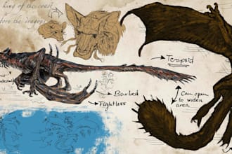 make a creature or monster concept art sheet
