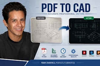 redraw technical drawing, convert PDF to autocad drawing, cad conversion pro