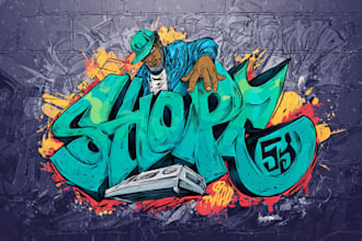 custom graffiti text, name art, street art illustration