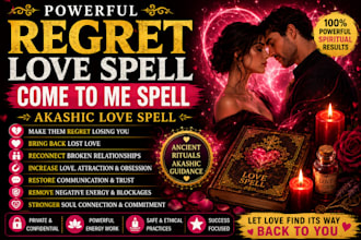 do powerful regret love spell, come to me spell, akashic love spell, love spell