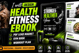 design health fitness ebook, pdf lead magnet, gym book, workout plan