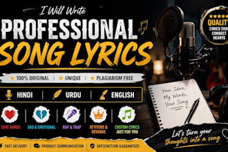 write original hindi nd emotinal song lyrices nd audio