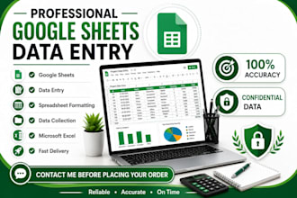 do google sheets data entry, formatting, cleanup and organization