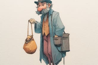 fantasy and cartoon watercolor character art