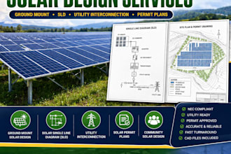 design ground mount solar, sld, utility interconnection permit plans