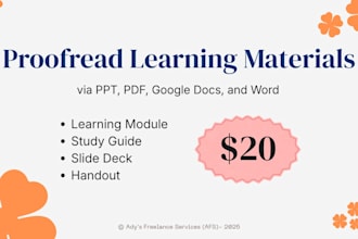 be your proofreader VA for learning materials