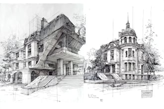 hand draw architecture and urban design sketches