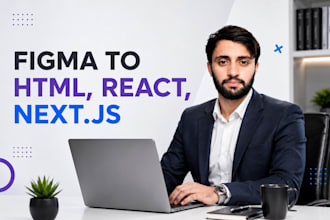 convert figma to html css, react js and next js website