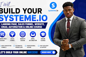 build systeme io landing page, sales funnel, website email automation, course